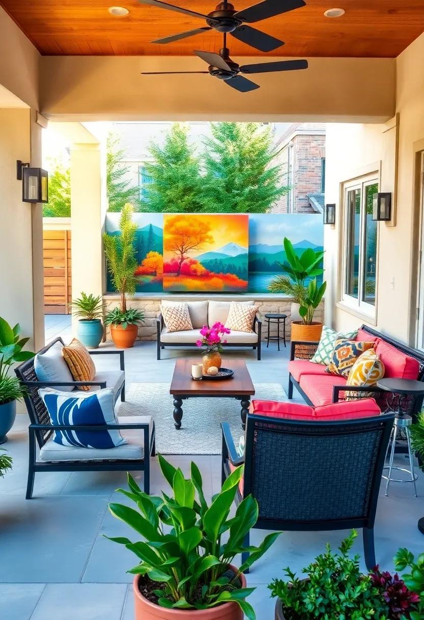 Artistic Touch: Include colorful ⁤murals or outdoor art pieces that bring personality ⁢and seasonal flair to your patio