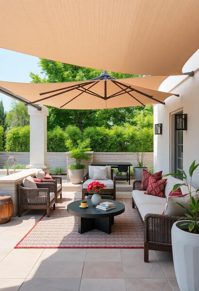 Shade Solutions: Use umbrellas or shade sails to ⁣keep your patio cool in⁢ the ⁢summer, fostering ‍comfort during sunny days