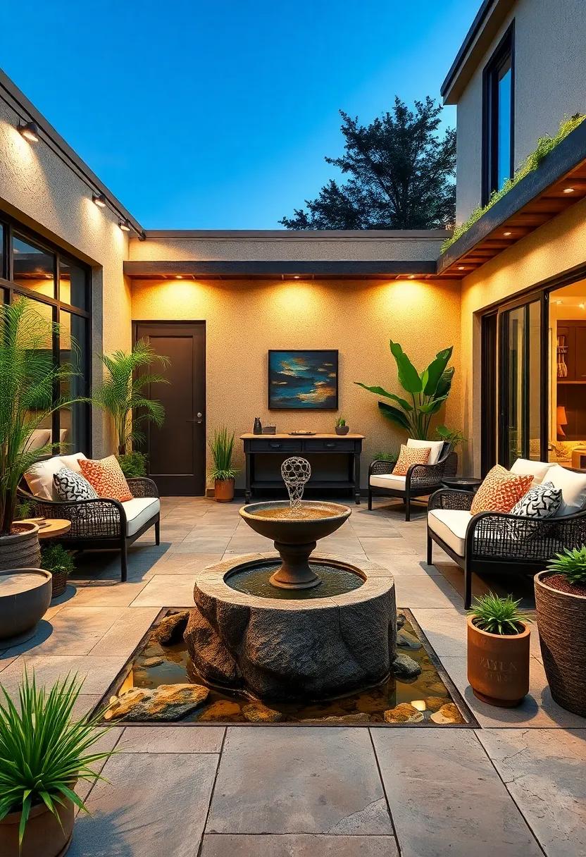 Water Feature Serenity: Incorporate a small fountain or pond ‍for soothing sounds and a serene atmosphere throughout the year