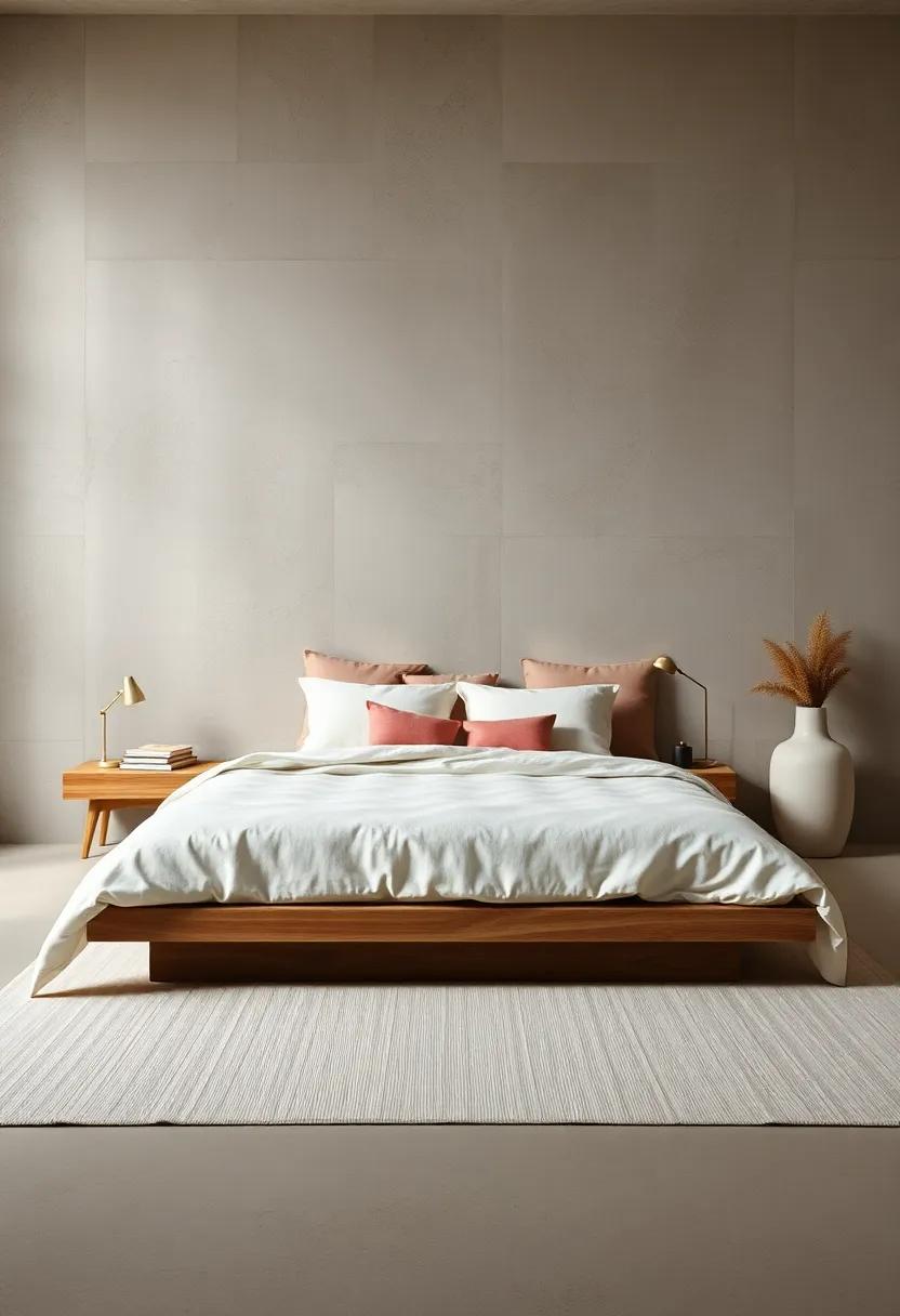 Use neutral, textured bedding to add depth to simplicity—think linen and ​cotton blends