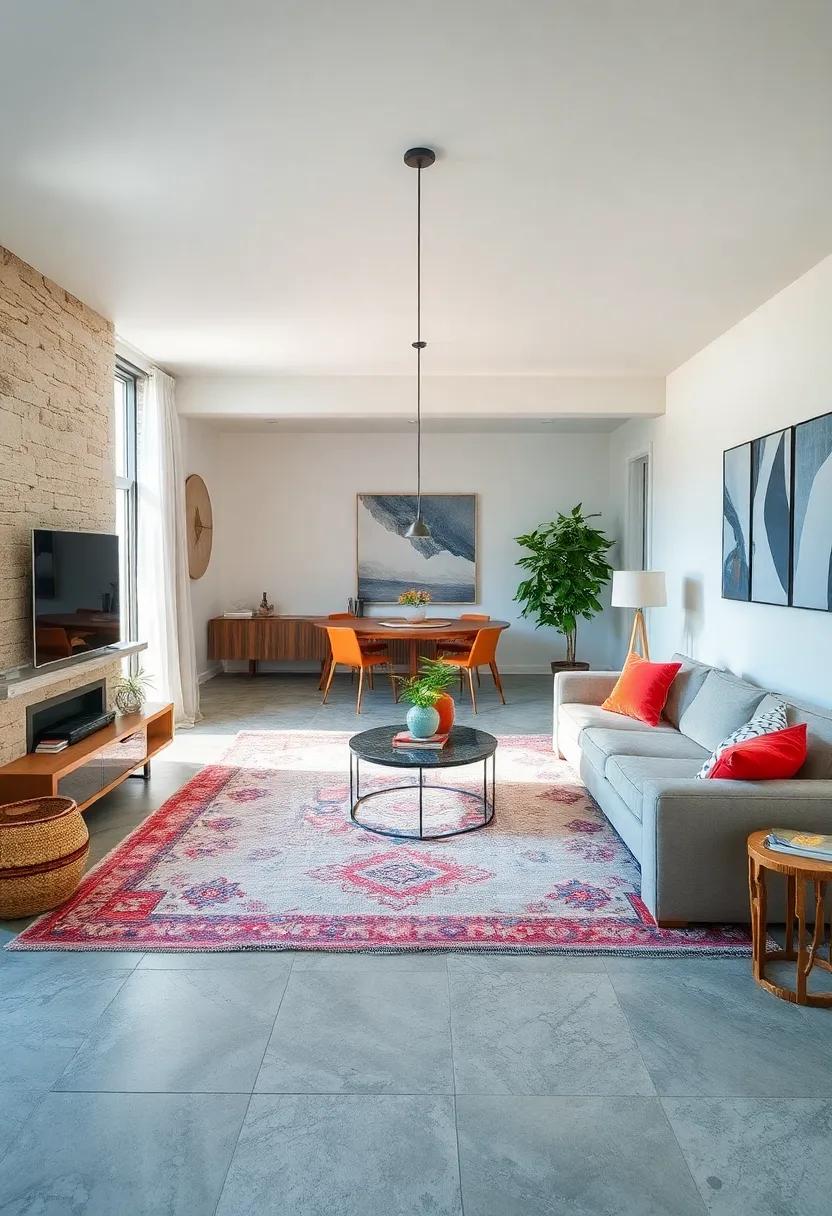 Create⁤ Zones with‌ Rugs: Use area rugs to⁣ define different areas in ⁣an open concept space, such as the living area, dining space, and workspace,‌ without needing walls