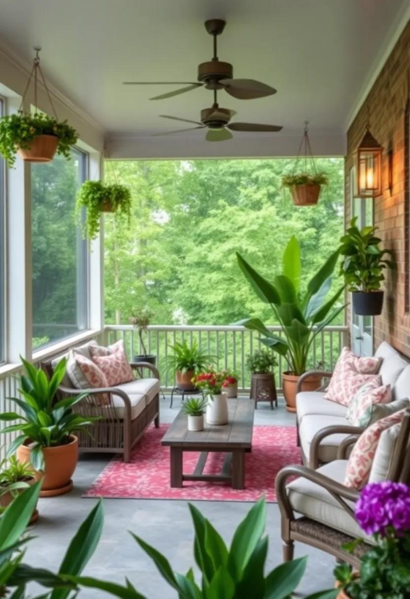 Embrace ⁤Nature with Greenery: Incorporate potted plants and hanging baskets to create​ a vibrant, natural atmosphere in your ​screened porch