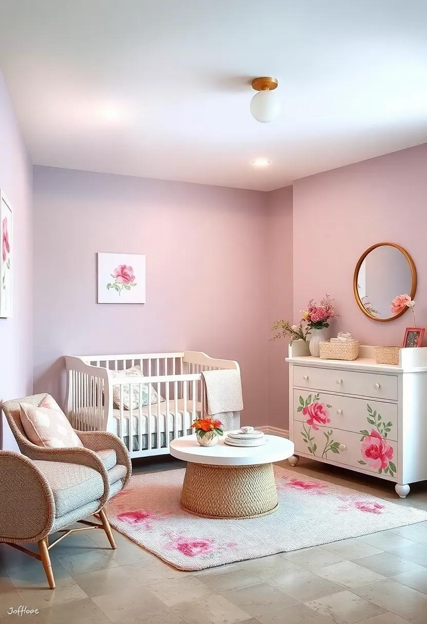 Floral‌ Painted furniture: ‌revamp⁤ nursery‌ furniture with a fresh coat of paint and ​floral stenciling to add character​ and personalized flair