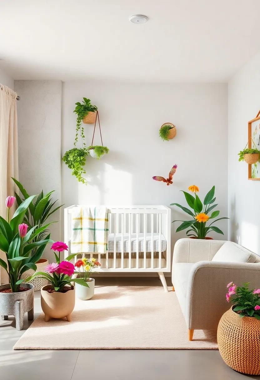 Nursery Planters: Incorporate potted flowers ‍and plants throughout the nursery to bring life and​ freshness into the air, purifying the​ space while adding visual interest
