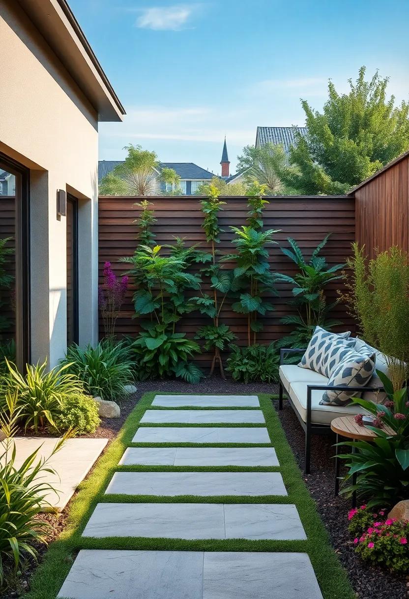 Elegant Stone Slabs: Use large, flat stone slabs set amidst vibrant ground cover for a stunning, natural look that beckons to be walked upon