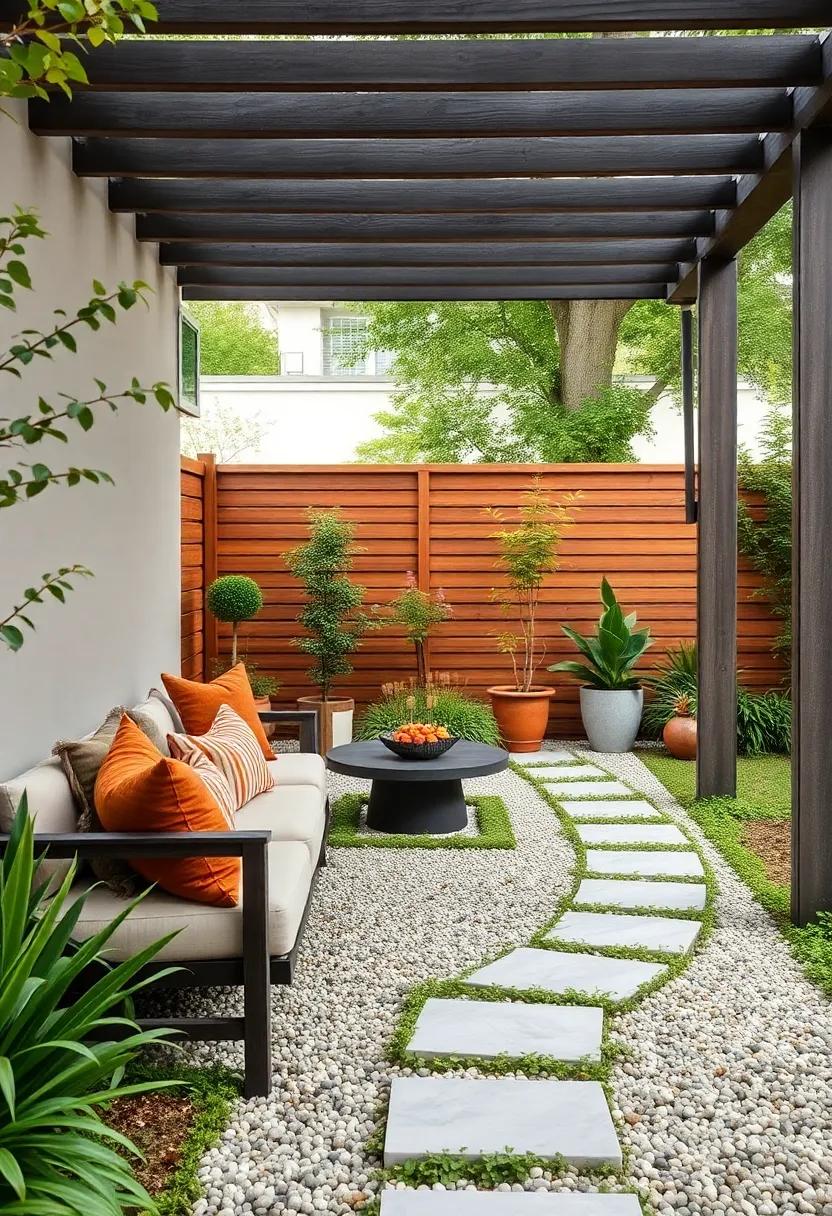 Minimalist Gravel Walkways: Opt for sleek, modern gravel paths that seamlessly blend with surrounding flora, promoting a serene outdoor experience