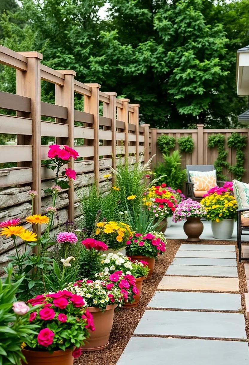Vibrant Container Gardens: Line pathways with colorful containers filled with seasonal blooms, creating a delightful sensory experience throughout the year
