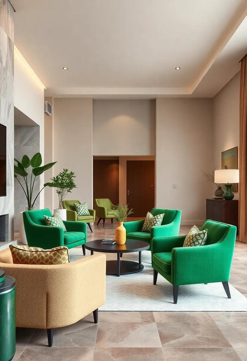 Green Accent Chairs: Choose stylish green‍ accent chairs to add ⁣pops of color and create conversation spots in your living area