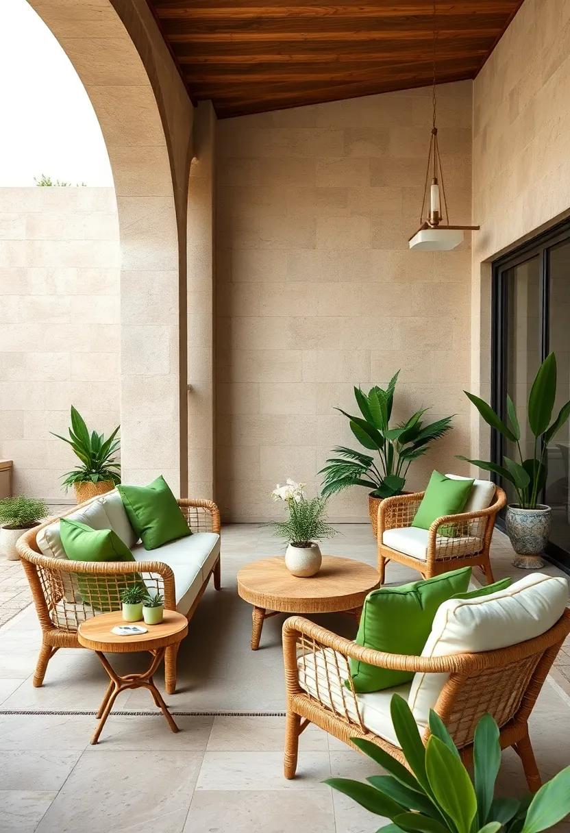 Beige ⁤and Green Patio furniture: Opt for ‍stylish outdoor furniture ⁤in beige with green ‌cushions,​ combining comfort ⁣with a fresh outdoor ⁣vibe