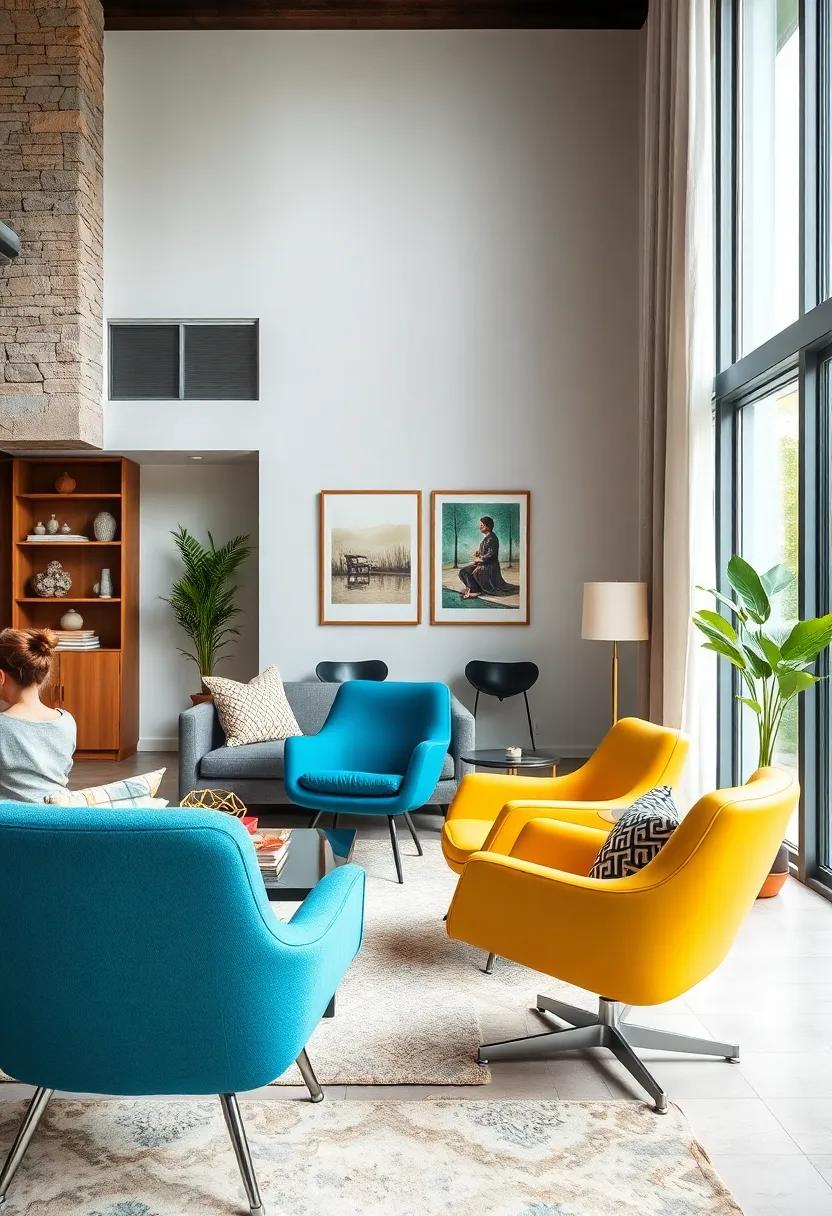 Family-Friendly: A lively living room featuring playful Eames chairs in ‍an array of colors,⁣ making the perfect backdrop for family gatherings and casual‍ leisure