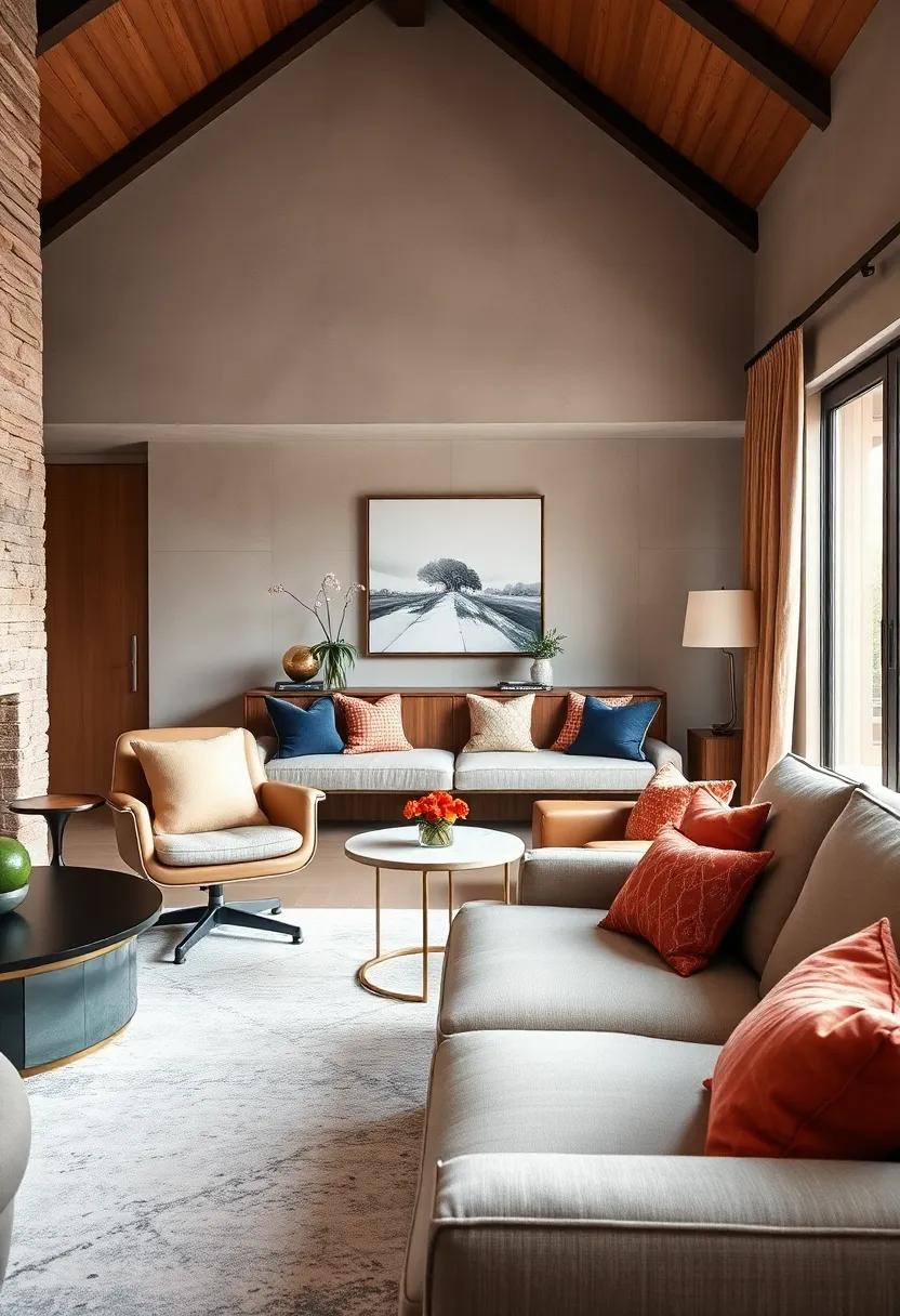 Luxe Layers: A plush living room​ utilizing Eames chairs as a focal point, beautifully‍ layered with luxurious throw pillows ‍and chic accessories