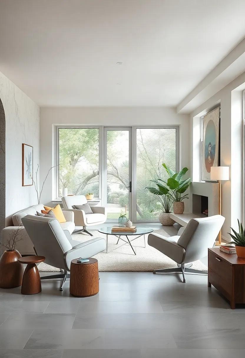 Ethereal Escape: A light-filled ⁢oasis with airy Eames chairs providing an ​inviting spot ⁢for reading, surrounded by delicate shades of white and ⁤grey