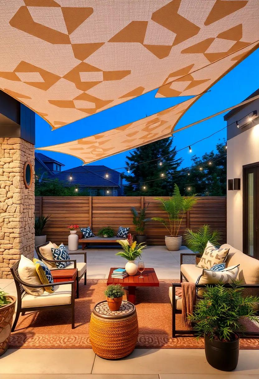 Geometric Patterns: Choose sails with⁢ bold geometric shapes to ⁤add a modern twist⁣ to your outdoor space ⁢while ensuring effective shade⁣ coverage