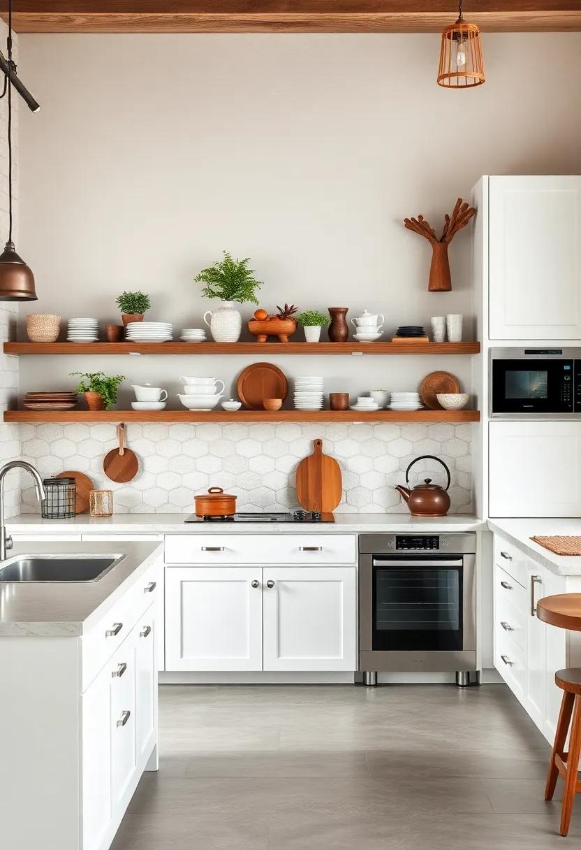 Open Shelving: ⁤Showcase beautiful dishware and ‍rustic decor ​on open shelves for a cozy, inviting atmosphere