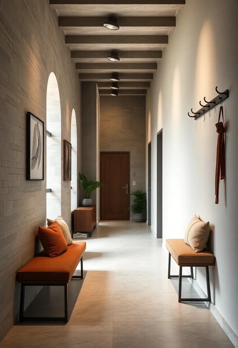 Bench with Hooks: A bench that features overhead hooks keeps your belongings organized while providing a handy place to sit and put on shoes