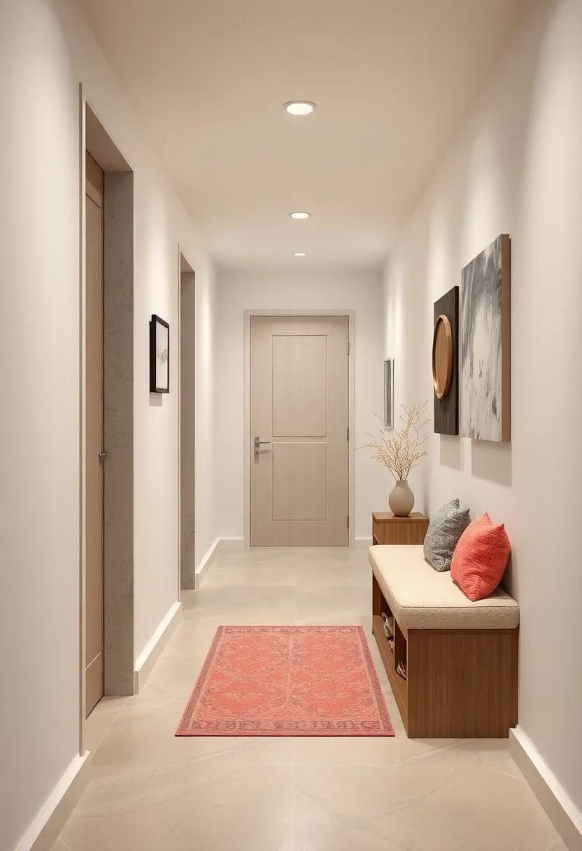 Hidden Storage Bench: A compact bench with hidden storage compartments for shoes or bags helps keep your hallway tidy while adding functionality