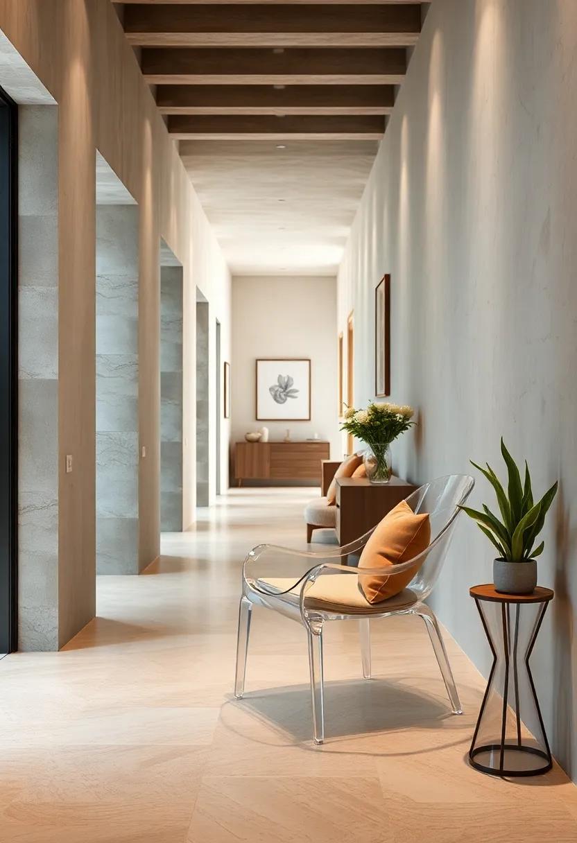 Transparent Acrylic Chair: A transparent acrylic chair blends seamlessly into the background, offering an illusion of more space while providing seating