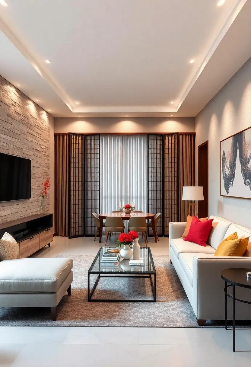 Set Up​ a Folding Screen: use a stylish folding screen to separate your living​ area from the ‍dining space, providing privacy while adding décor