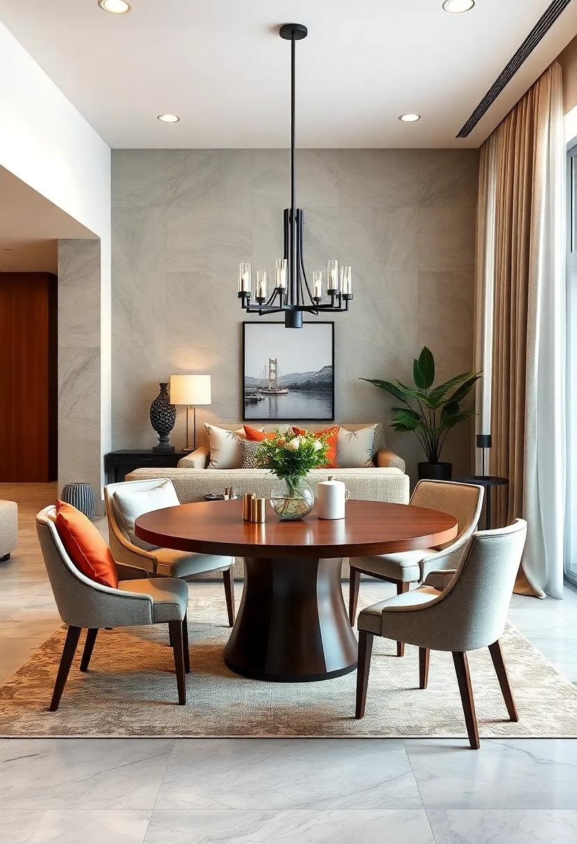 Choose a Round ‌Dining Table: A round table ⁤fosters conversation and ​takes ⁢up less space than rectangular options, making it ideal for dining in limited areas