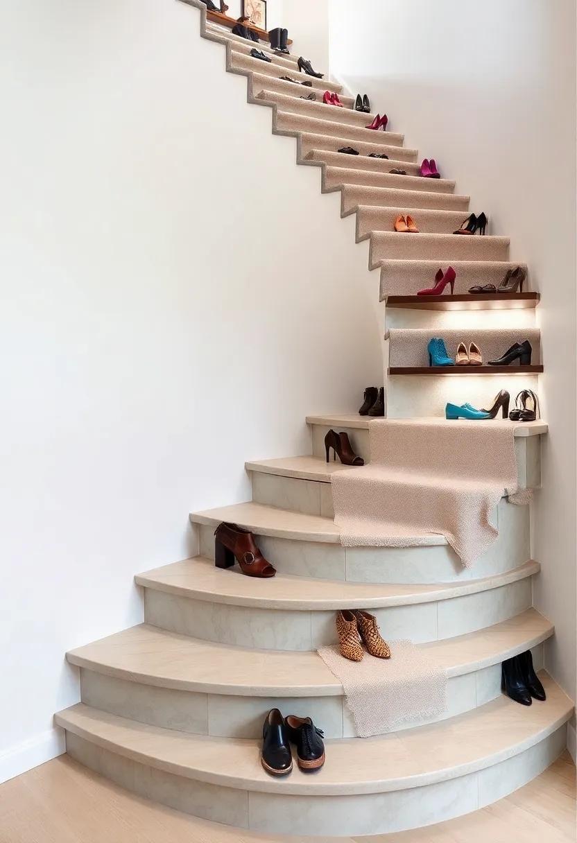 artistic Ascend: Curved steps that ⁤incorporate artistic shelving for shoes allow for ‍an​ eye-catching design, ensuring each pair is displayed like a work of art