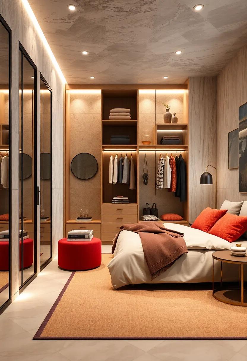 Smart Technology: ​Incorporate smart technology for enhanced organization and convenience, like automated lights and climate control,​ to elevate your wardrobe’s functionality
