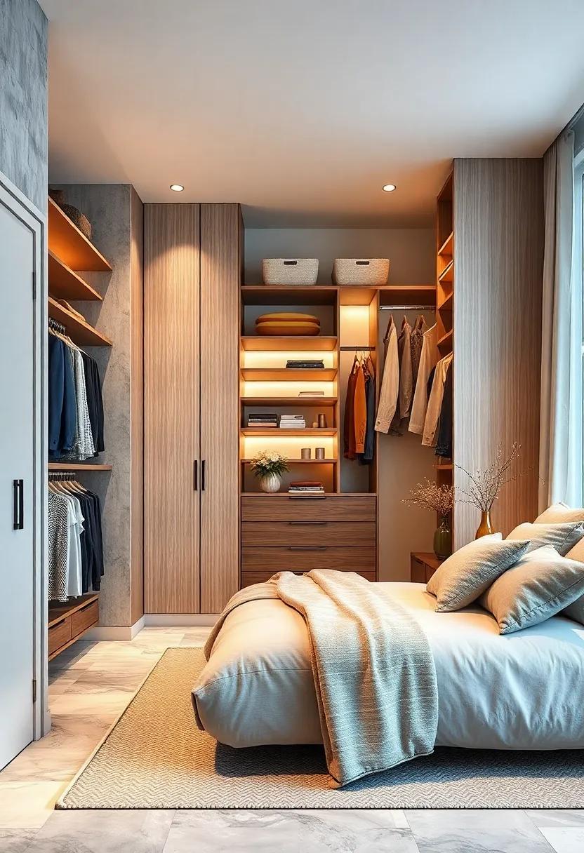 Vertical Storage Solutions: maximize your wardrobe's height by⁤ utilizing vertical space with tall shelving units and hanging organizers, perfect for small rooms