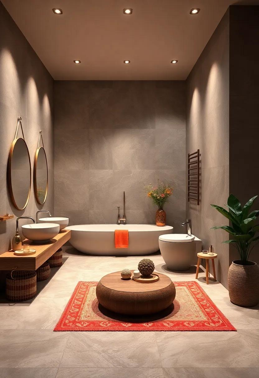 Integrated Technology: Embrace modern technology with warm-toned smart features like heated floors or automated lighting