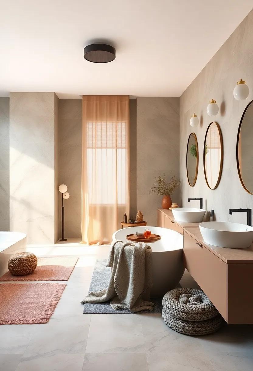 Layered Textiles: Use warm-toned towels, rugs, ‍and bath mats in‌ soft fabrics to create a comfortable, inviting ambiance