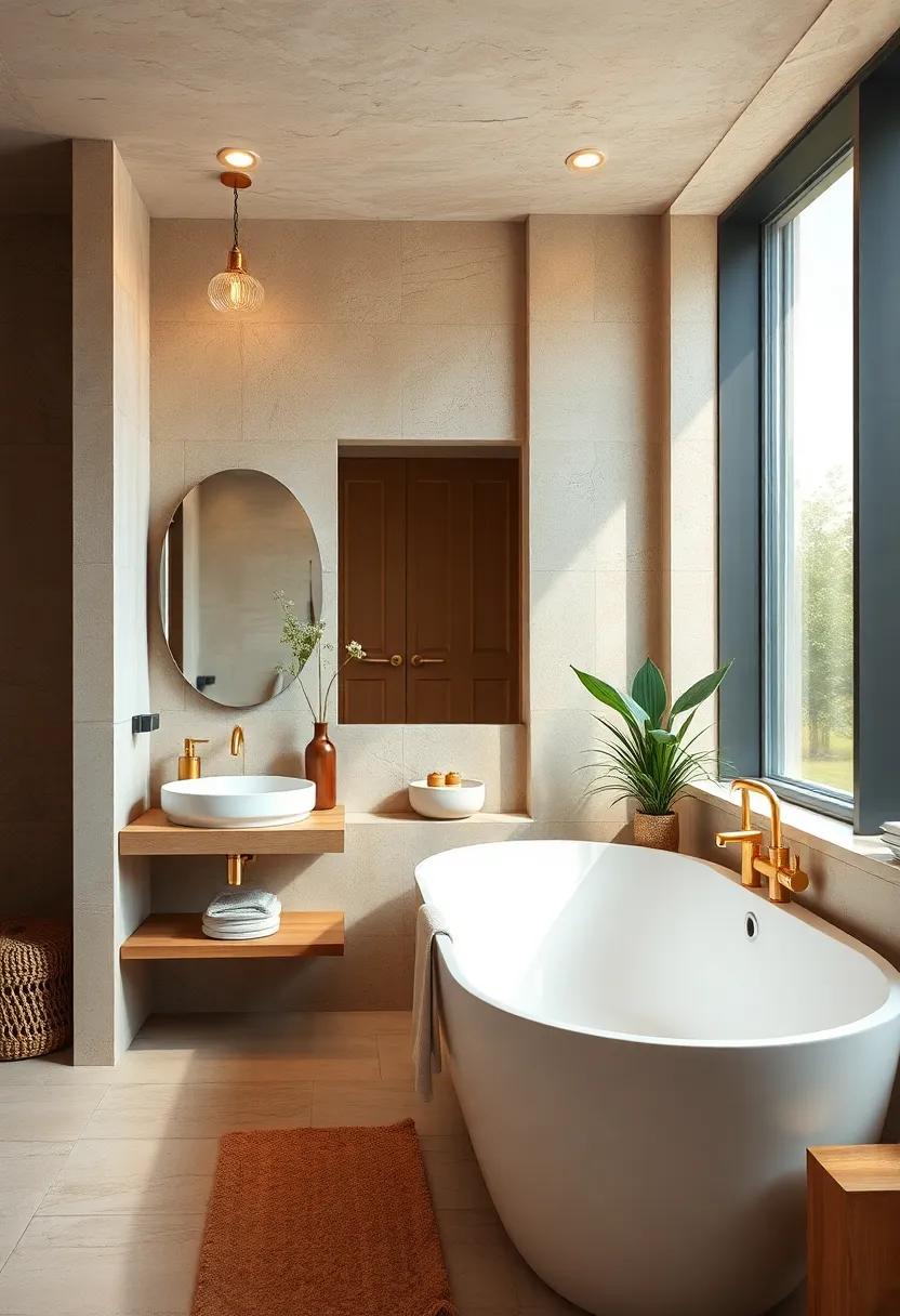 Warm Metallics: Use brass or⁣ gold fixtures to⁣ add ⁢a ​touch of elegance and complement⁤ the warm color scheme ⁣beautifully