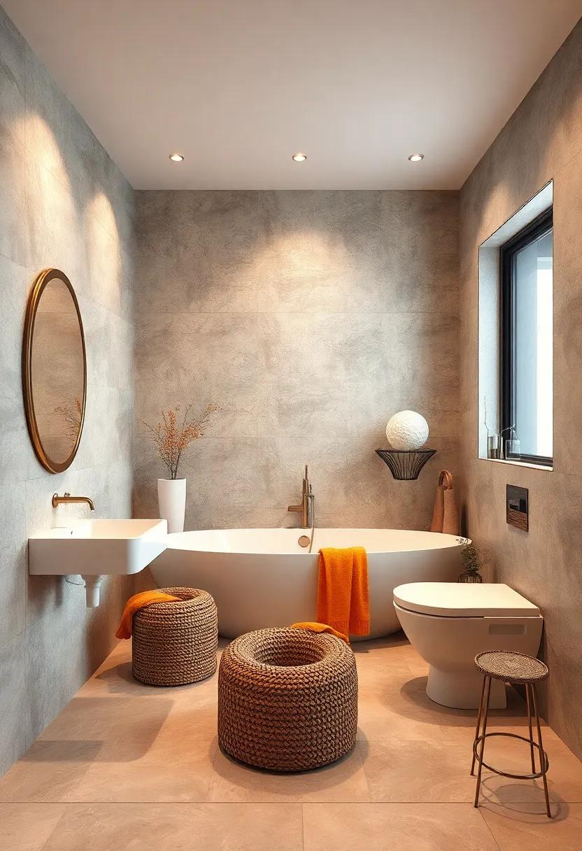 warm Wallpaper:⁣ Consider wallpaper with a warm pattern⁢ or⁢ texture that can elevate the overall vibe of your bathroom