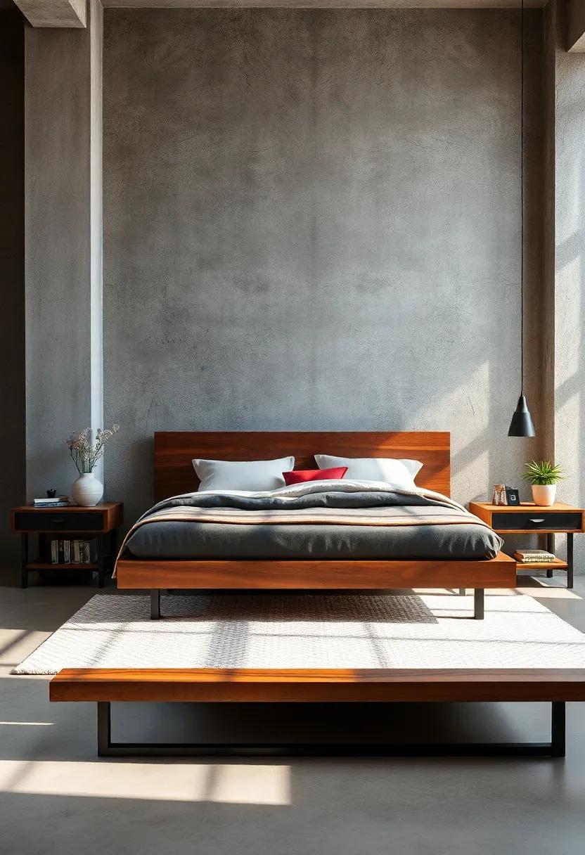 Industrial Fusion: Blend‌ raw and refined with a ⁣striking ‌wooden bed framed ​in metal accents,⁢ perfect⁤ for modern⁤ loft-style spaces