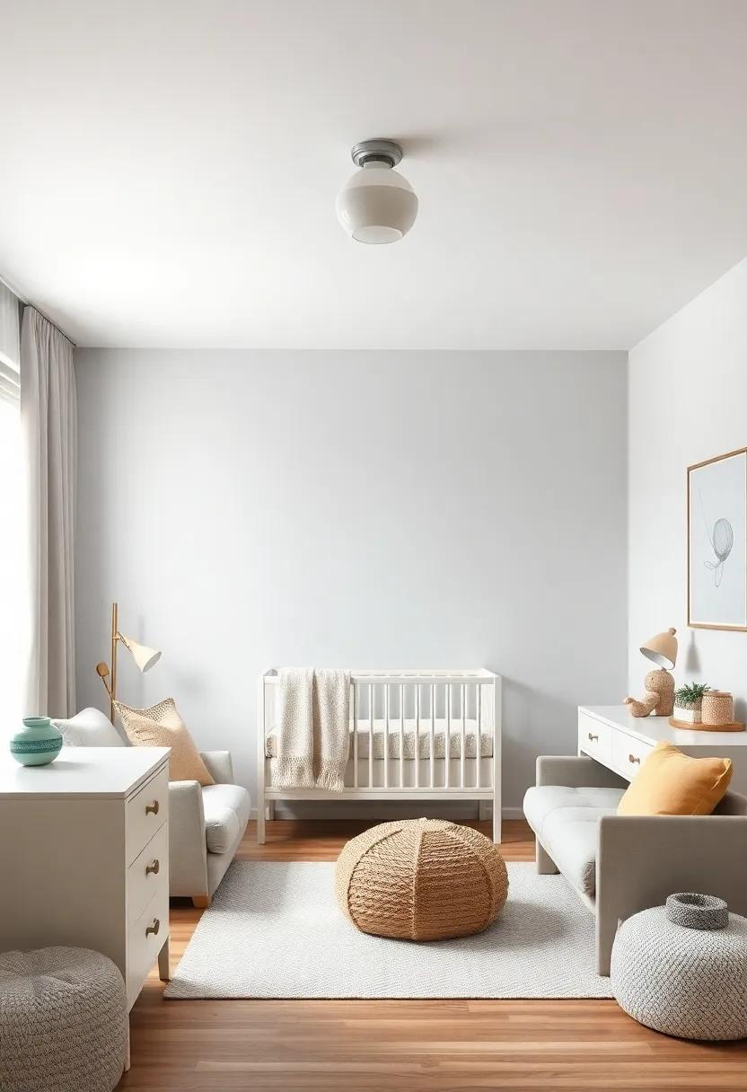 Soft Lighting: Choose light fixtures in pale grey‌ tones that provide soft, ambient lighting, creating a warm and inviting ‌atmosphere for nighttime feeds and cuddles