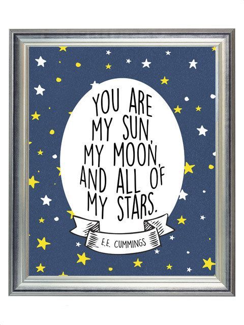 DIGITAL You Are My Sun, My Moon, & All of My Stars Outer Space Nursery Print Art, Print for Baby Kid Room, Wall Art Decor - ANY SIZE
