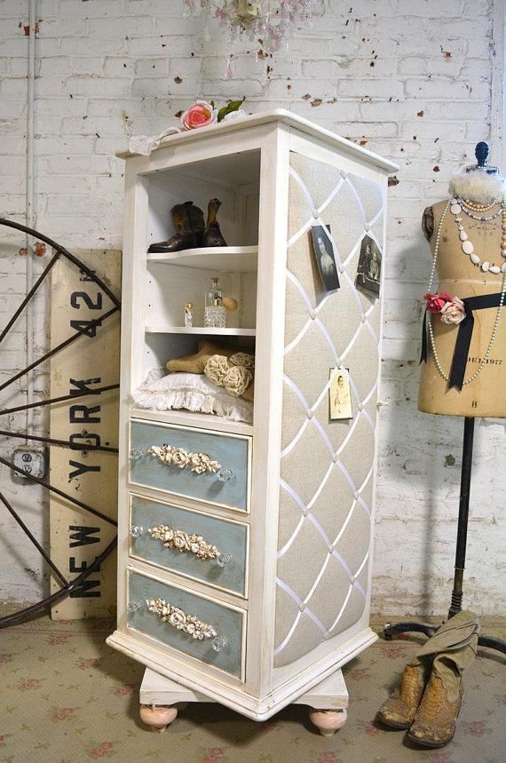 Shabby Chic Dresser Painted Cottage Chic Romantic French Dresser Armoire Lingeri