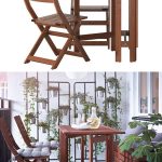 ÄPPLARÖ Table and 2 folding chairs, outdoor, brown stained