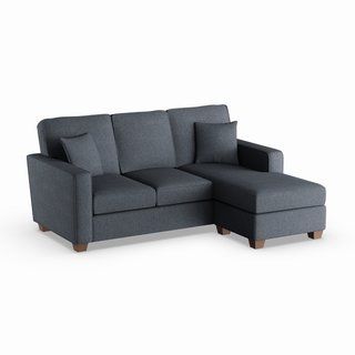 Copper Grove Cleome Reversible Chaise Sectional Sofa (Removable Cushions - Navy), Blue (Polyester)