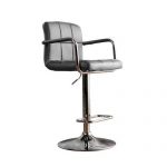 Furniture of America Reiley Leather Adjustable Bar Stool in Gray