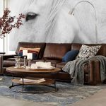 Turner Square Arm Leather Sleeper Sofa with Nailheads
