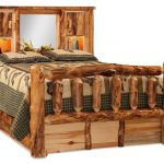 Amish Rustic Aspen Log Bed with Bookcase Headboard